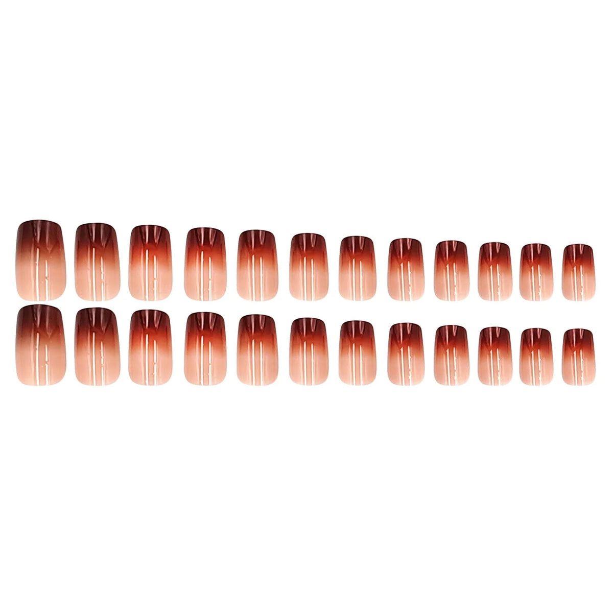 Press-On Nails Coffee Brown Ombré French Tips Pearly Shimmer