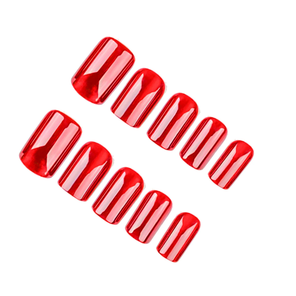 Press-On Nails Ruby Red Cat-Eye Shimmer Square 24 Count