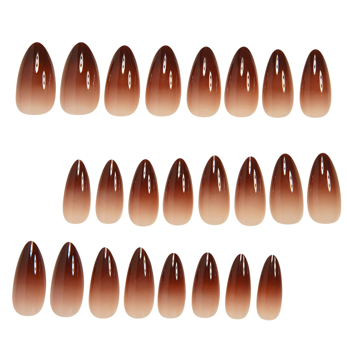 Press-On Nails Short Almond Chocolate Ombré French Tips Set of 24