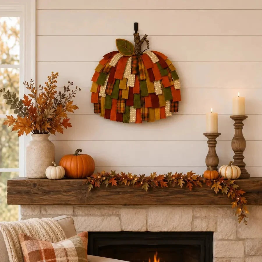 Pumpkin Door Hanger 3D Patchwork Fabric Design