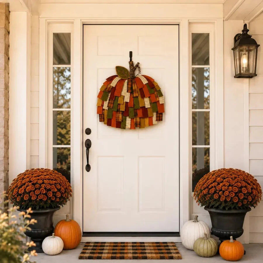 Pumpkin Door Hanger 3D Patchwork Fabric Design