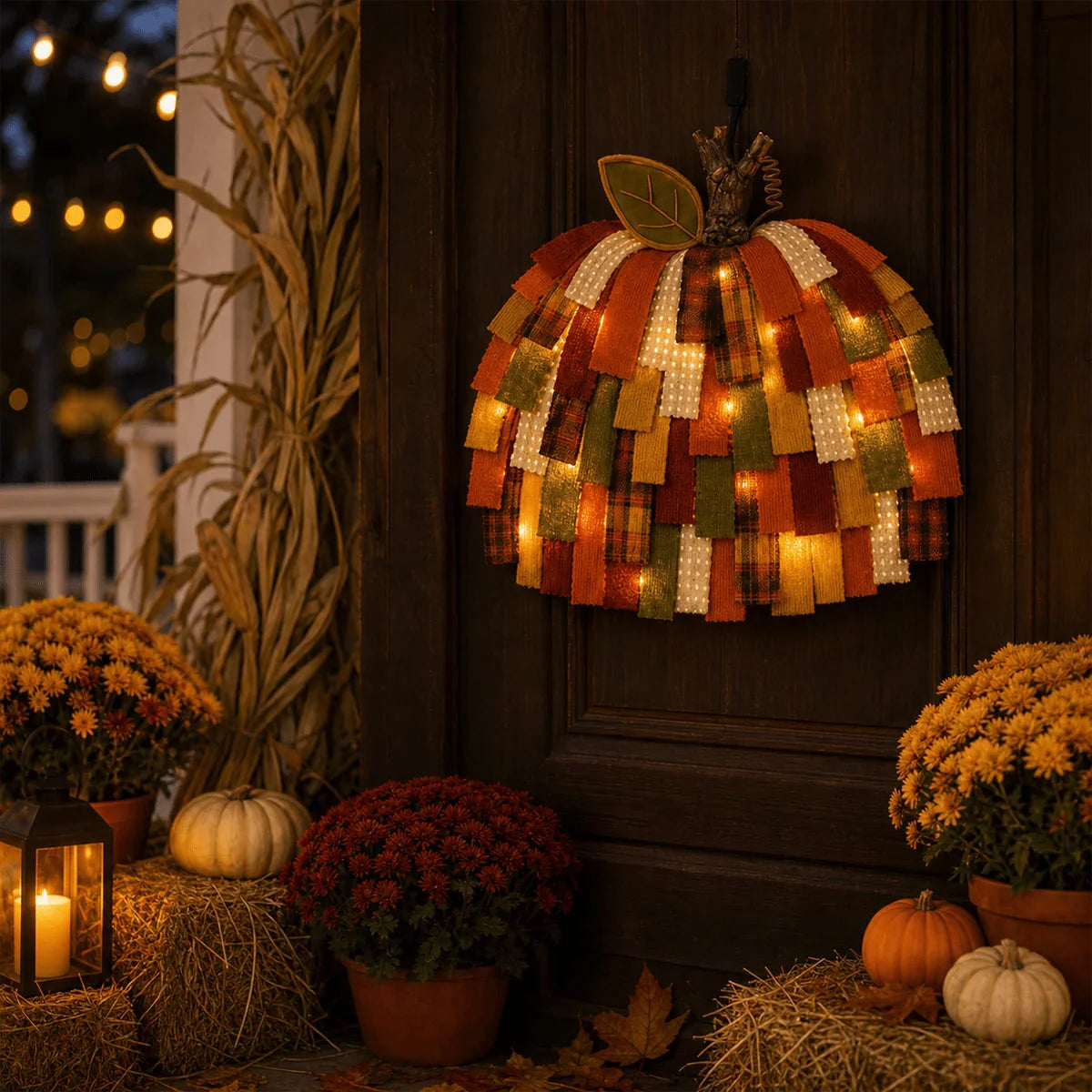 Pumpkin Door Hanger 3D Patchwork Fabric Design