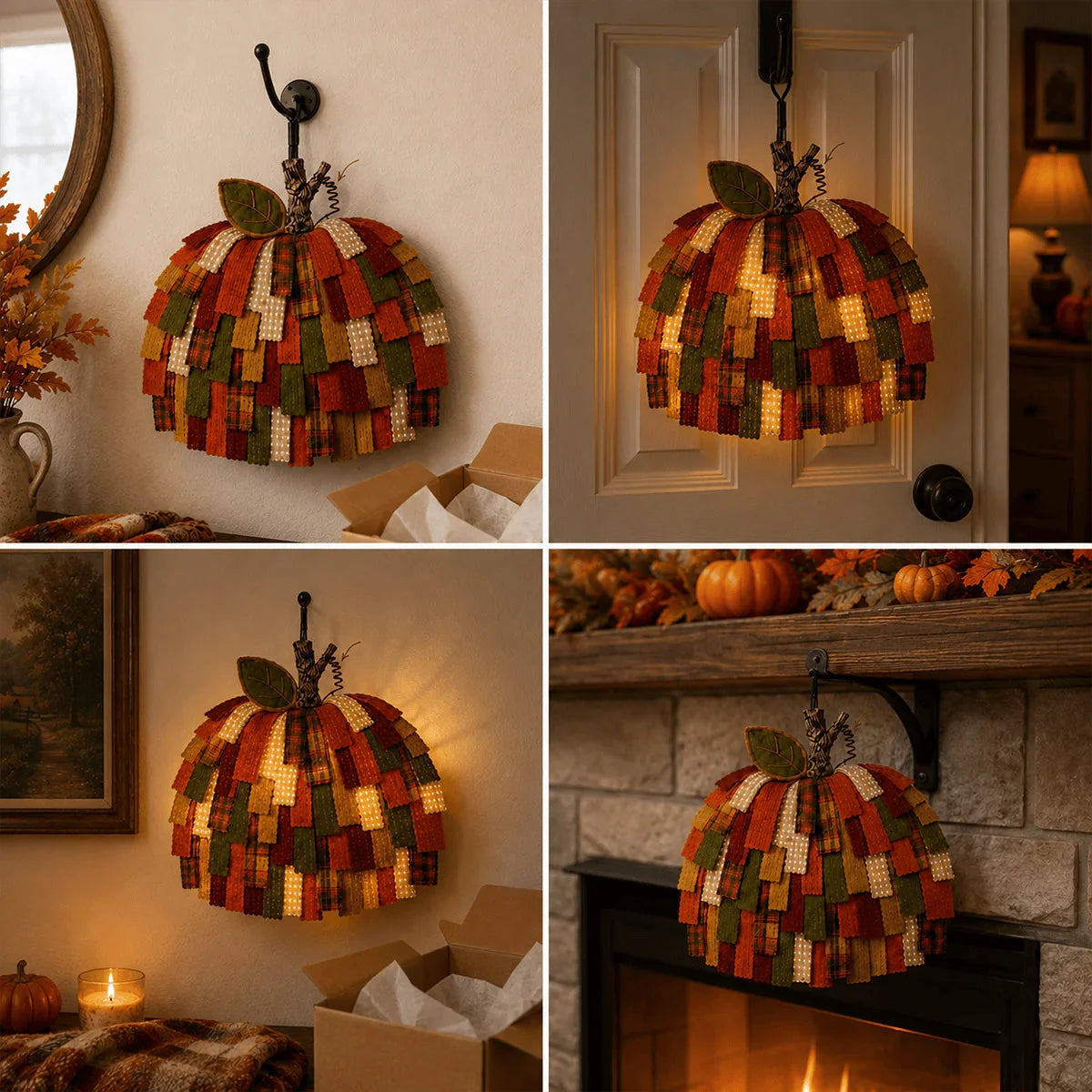 Pumpkin Door Hanger 3D Patchwork Fabric Design