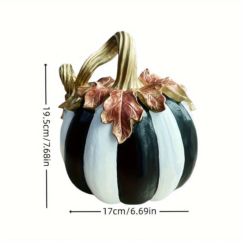 Pumpkin Statue Resin Sculpted Autumn Tabletop Decor