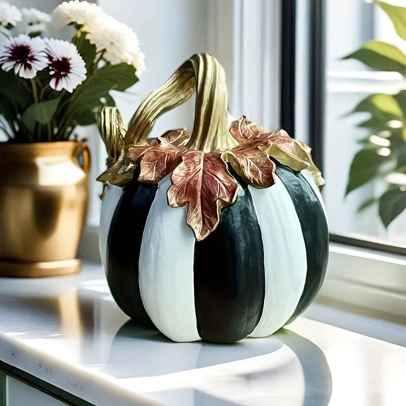 Pumpkin Statue Resin Sculpted Autumn Tabletop Decor