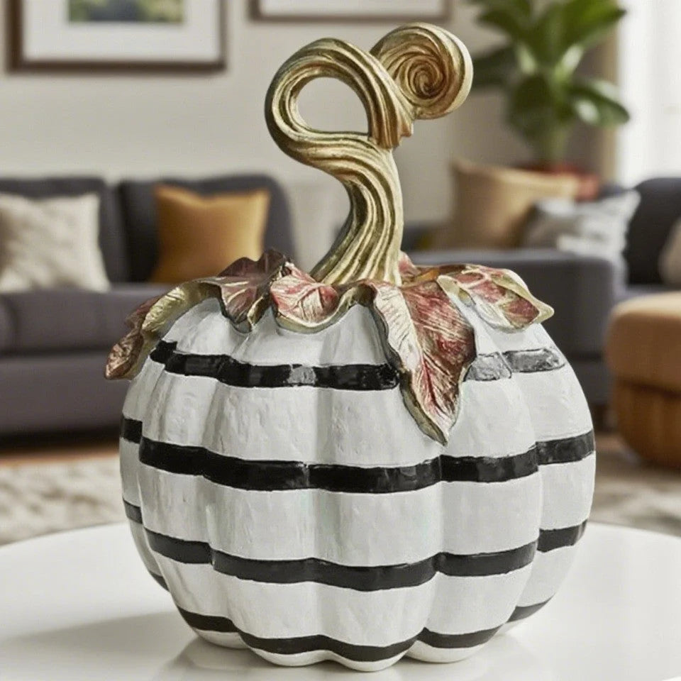 Pumpkin Statue Resin Sculpted Autumn Tabletop Decor