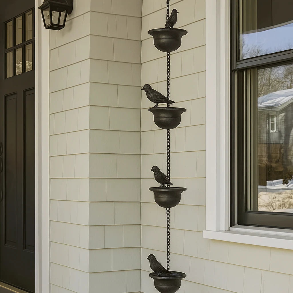 Rain Chain Eight Bird Cups Rust-Resistant Iron