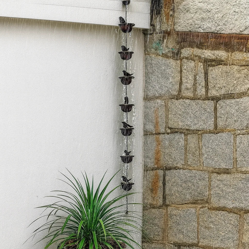 Rain Chain Eight Bird Cups Rust-Resistant Iron
