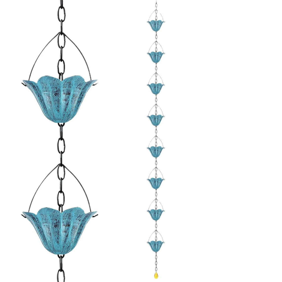 Rain Chain Iron Lotus Cups Rust-Resistant Finish