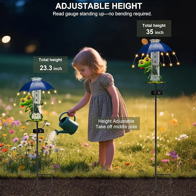 Rain Gauge Solar-Powered LED Light Waterproof IP65 Outdoor Design