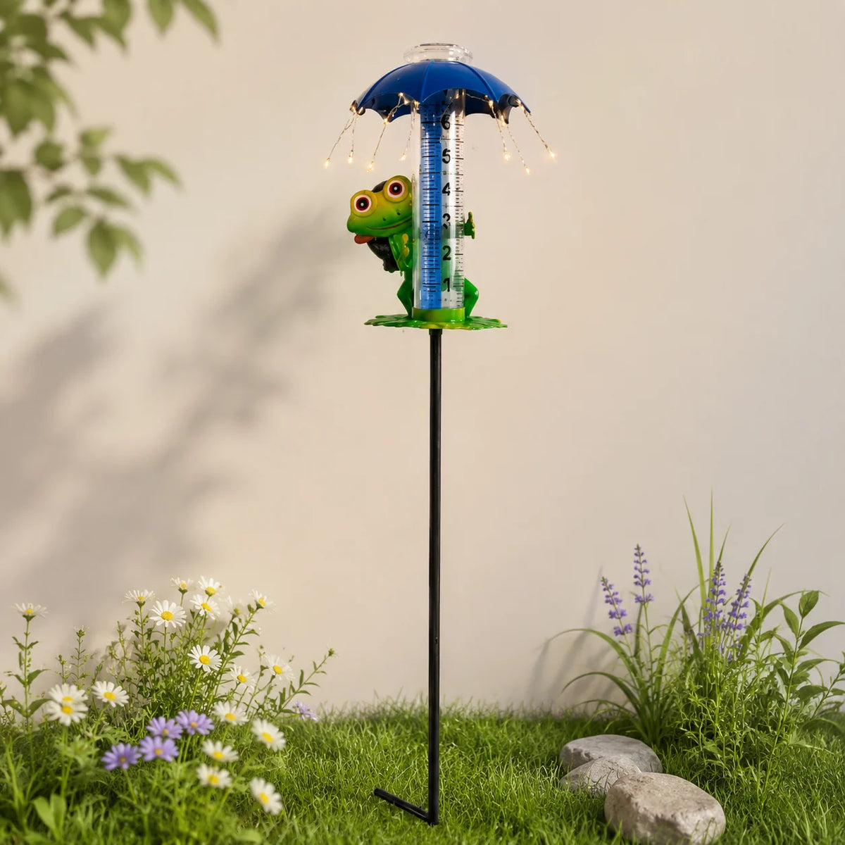 Rain Gauge Solar-Powered LED Light Waterproof IP65 Outdoor Design