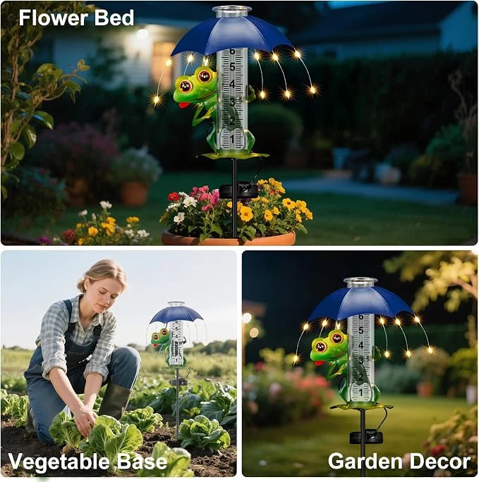 Rain Gauge Solar-Powered LED Light Waterproof IP65 Outdoor Design
