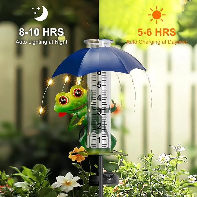 Rain Gauge Solar-Powered LED Light Waterproof IP65 Outdoor Design