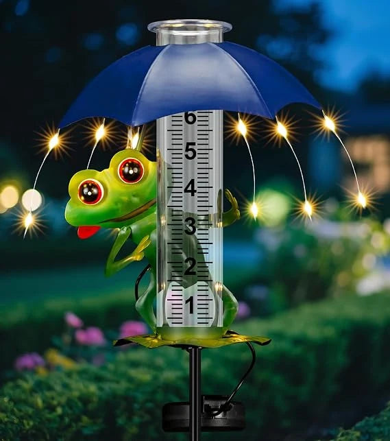 Rain Gauge Solar-Powered LED Light Waterproof IP65 Outdoor Design