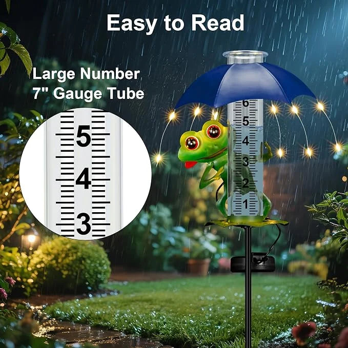 Rain Gauge Solar-Powered LED Light Waterproof IP65 Outdoor Design