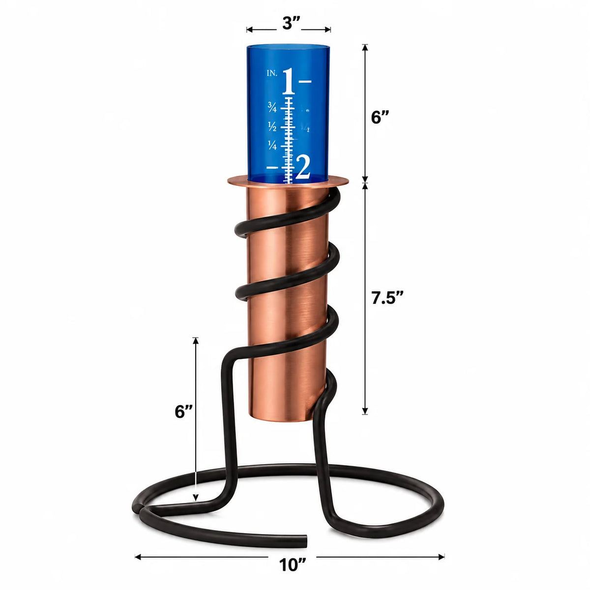 Rain Gauge Solid Copper Easy-Read Floating Tube