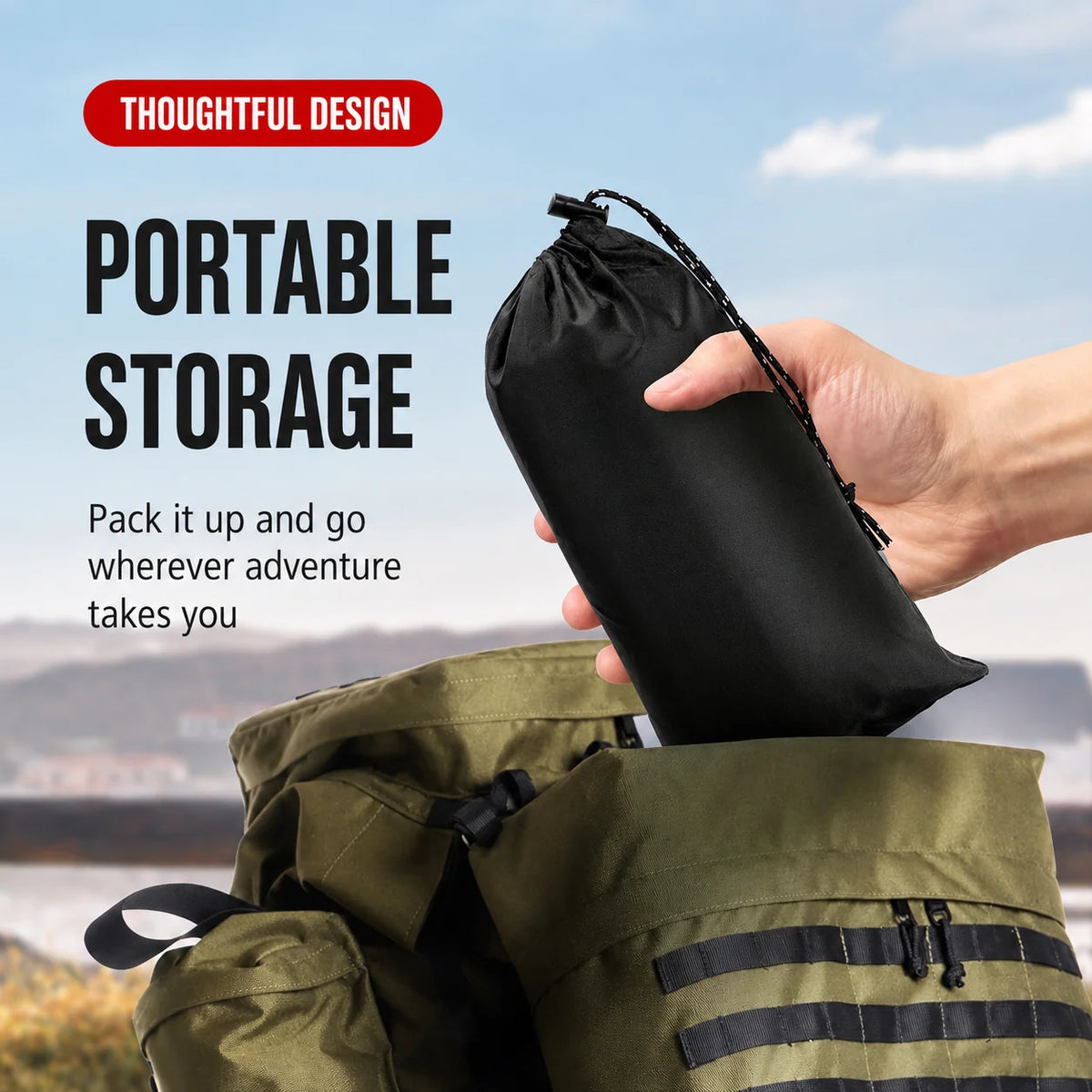Rain Poncho 3-in-1 Waterproof Tarp & Ground Sheet