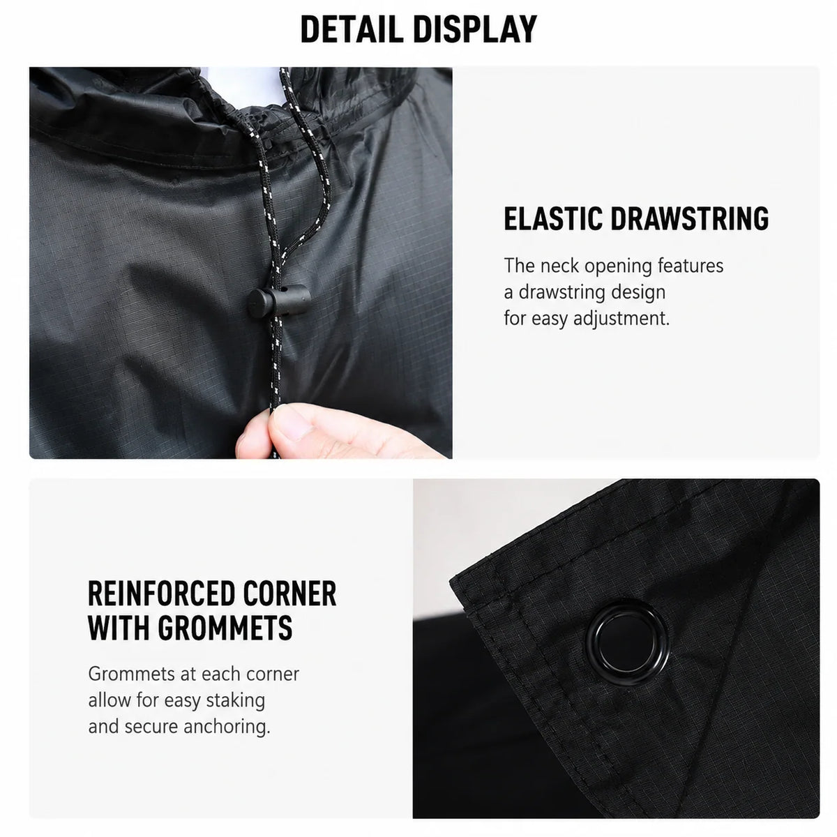 Rain Poncho 3-in-1 Waterproof Tarp & Ground Sheet