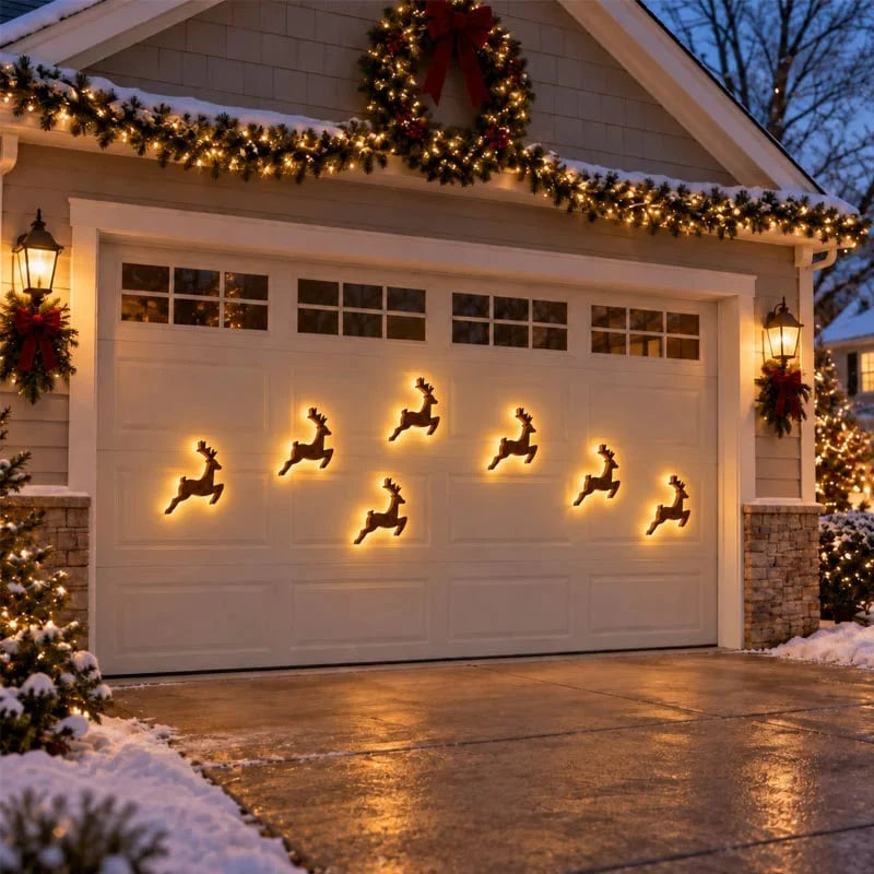 Reindeer Wall Decorations LED Warm Glow Set of 7