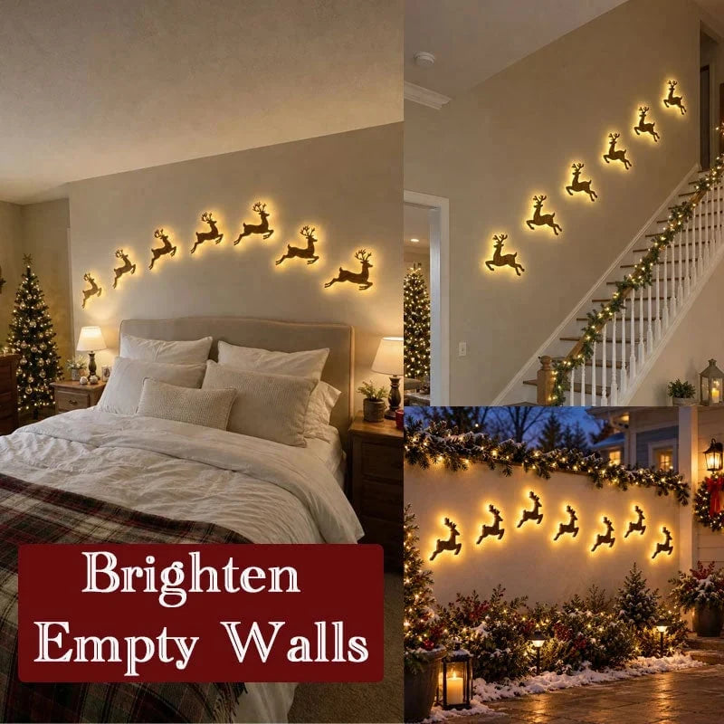 Reindeer Wall Decorations LED Warm Glow Set of 7