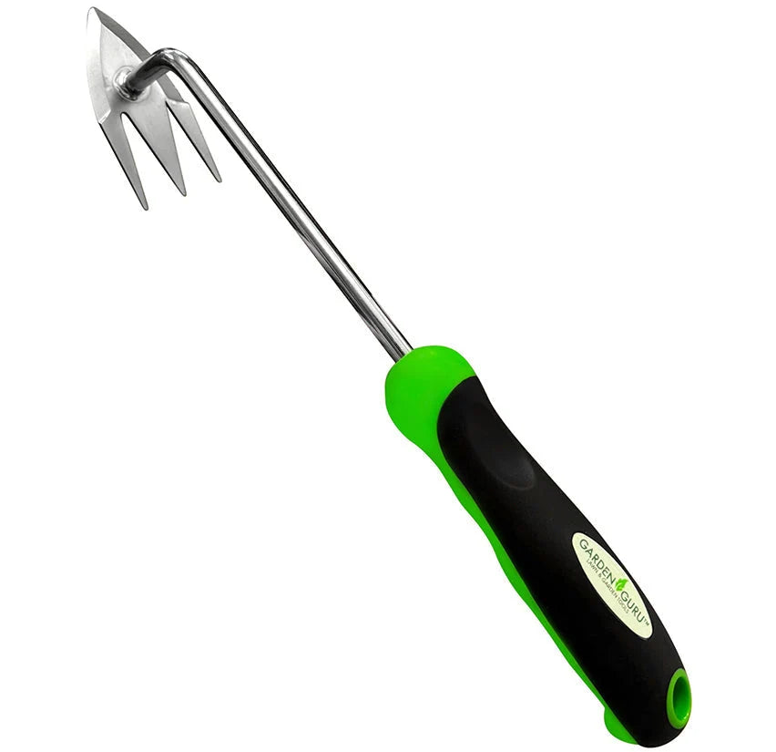 Root Weeder Stainless Steel Three Angled Tines Ergonomic Grip