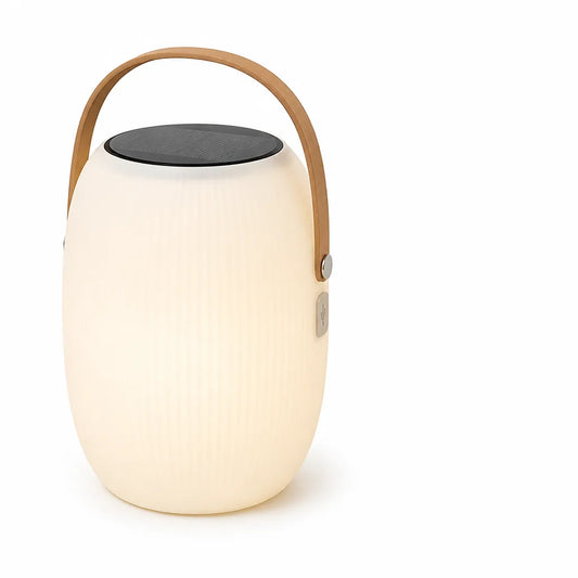 Round Portable Solar And USB Rechargeable Table Lamp (With Carry Handle; IP65 Waterproof)