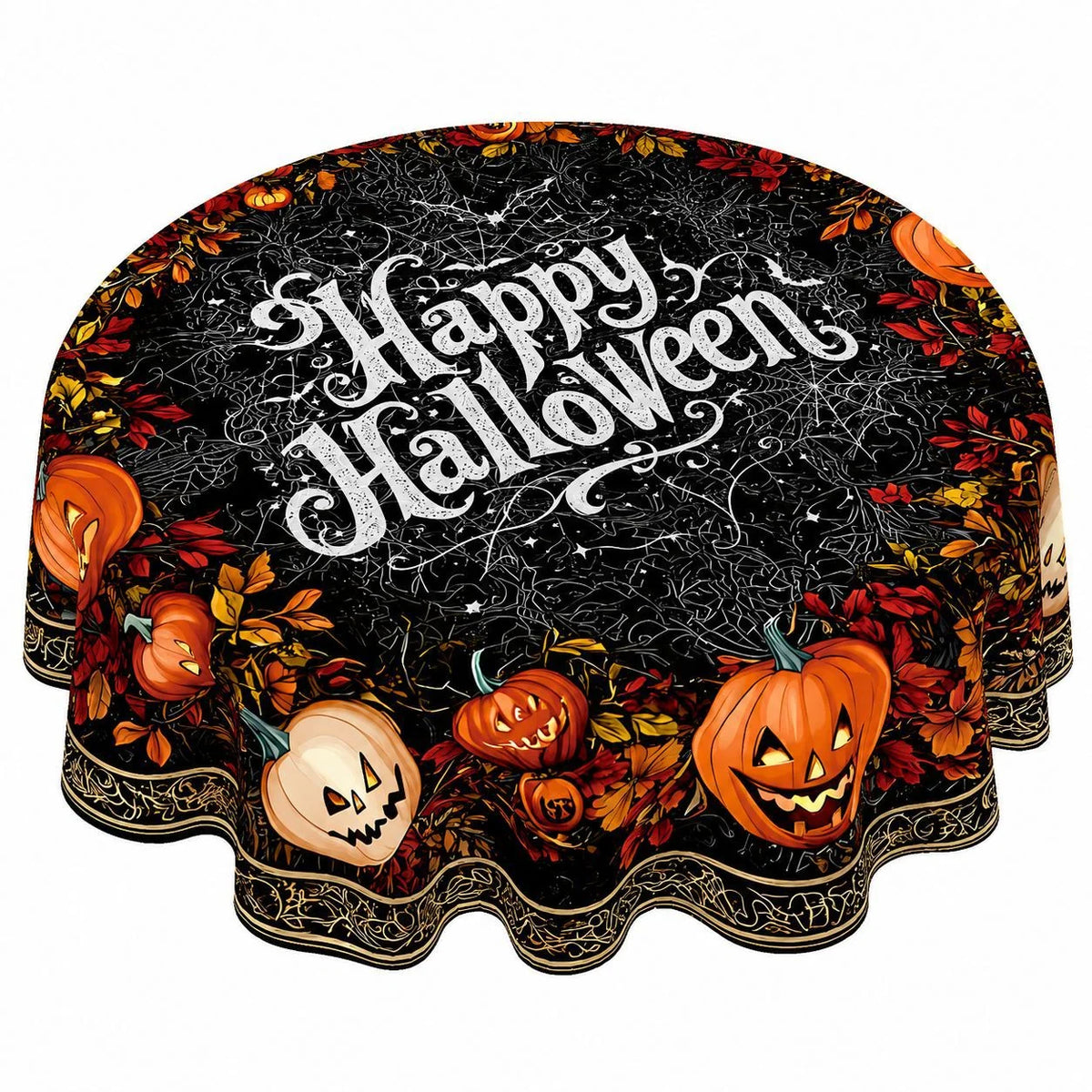 Round Tablecloth Polyester Halloween Designs Foldable for Storage