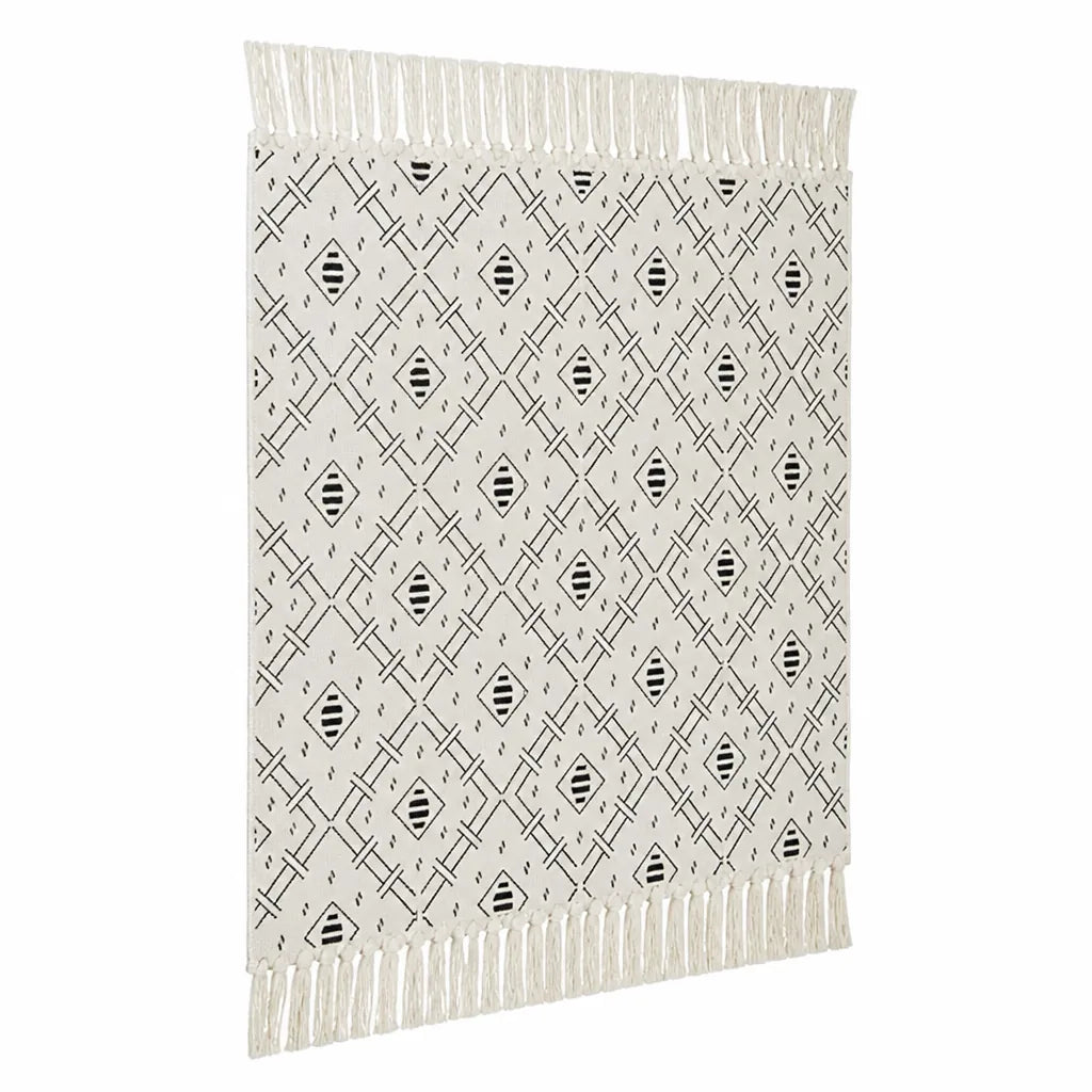 Runner Cotton Blend Flat-Woven Diamond Pattern Fringed Ends