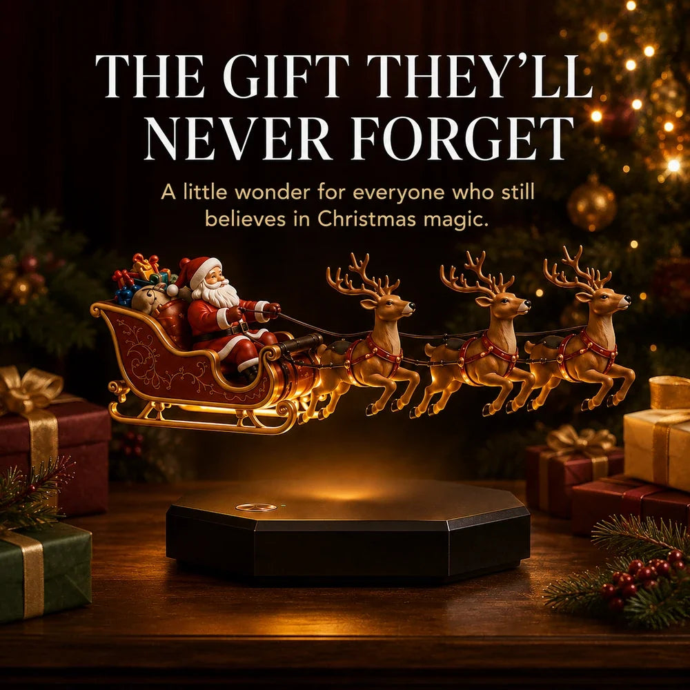 Santa Sleigh Decor Magnetic Levitation Illuminated Base