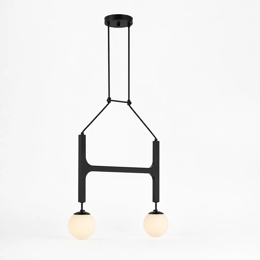 Sculptural Wood and Glass Pendant Chandelier (Adjustable Suspension)