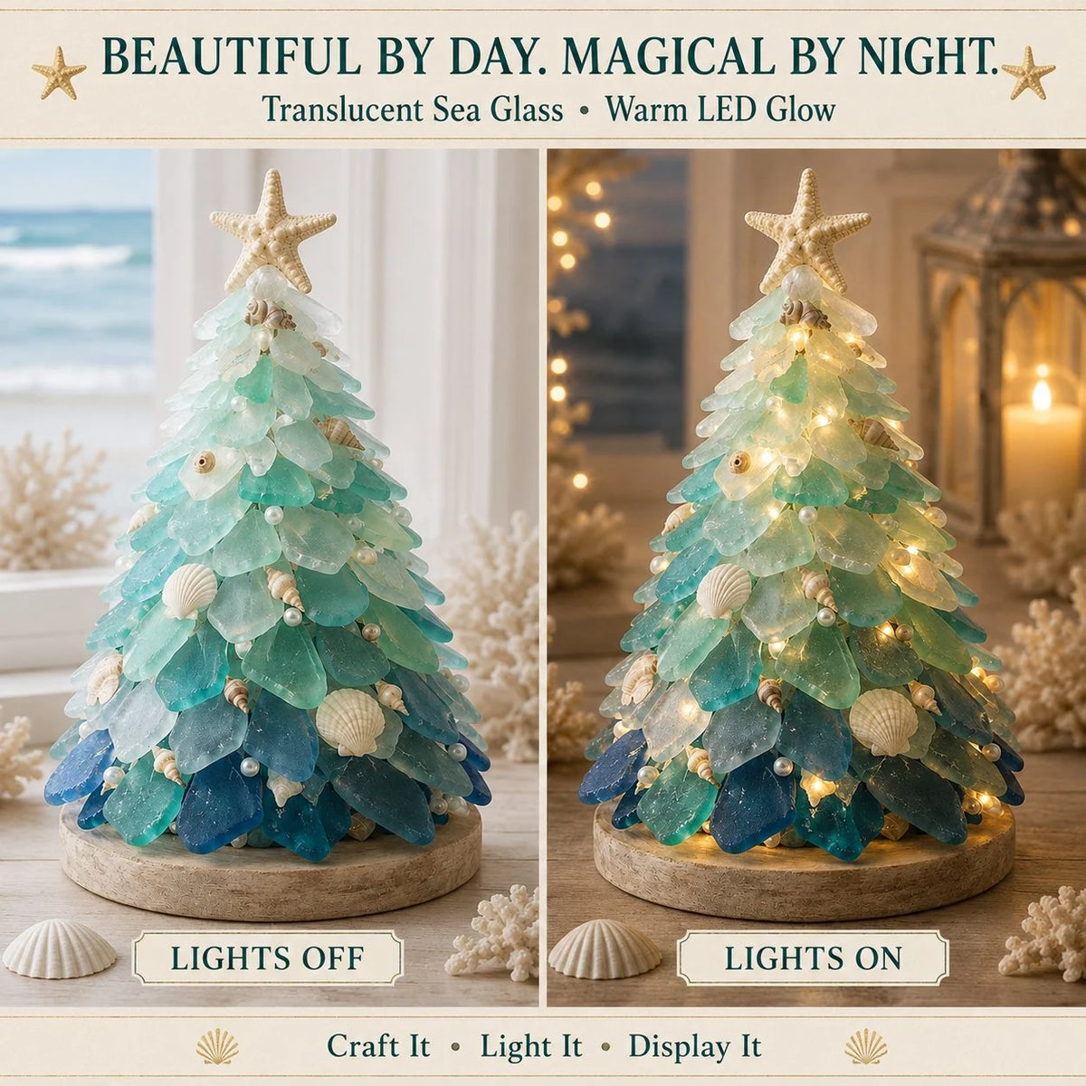 Sea Glass Art Kit 3D Layered Warm LED Lights