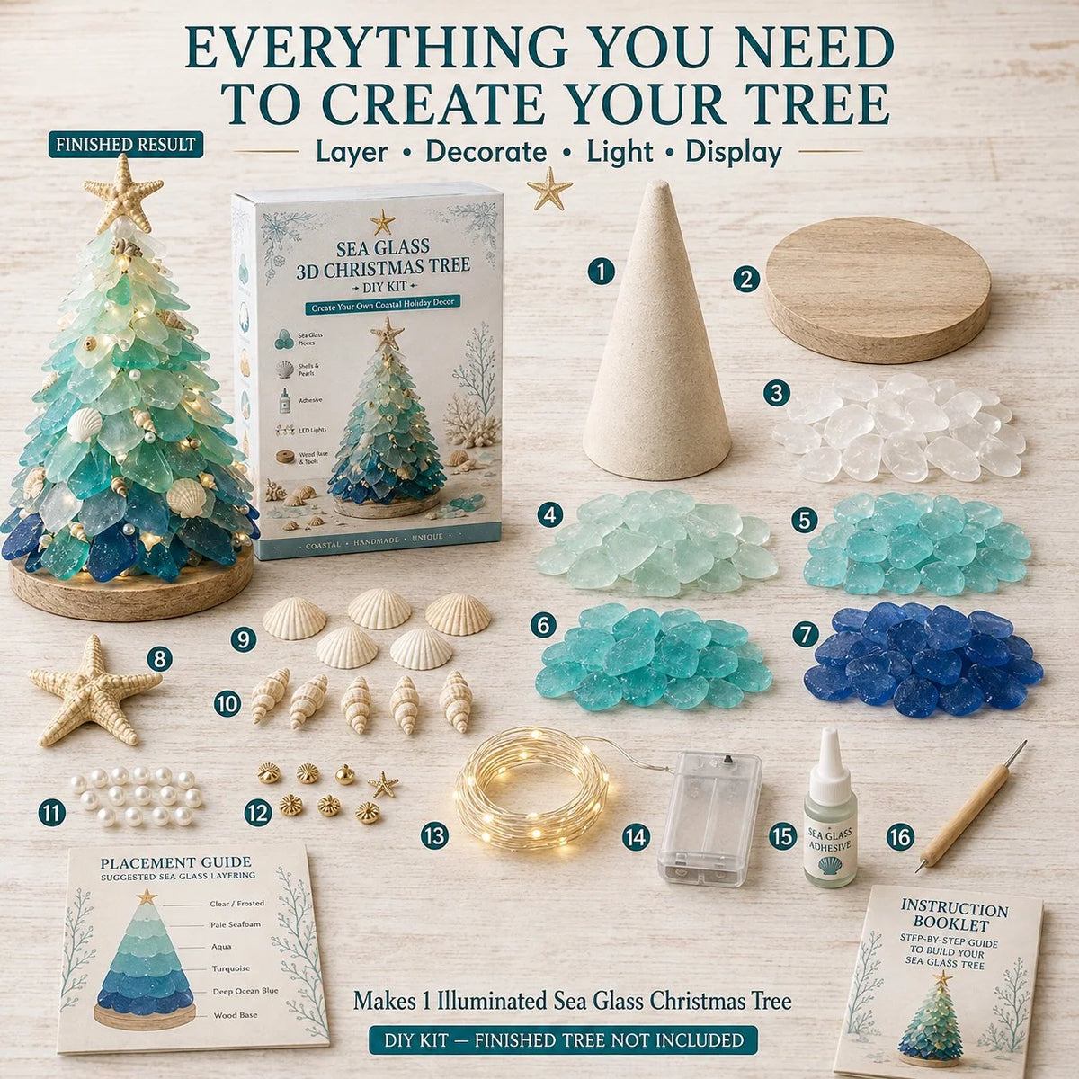 Sea Glass Art Kit 3D Layered Warm LED Lights