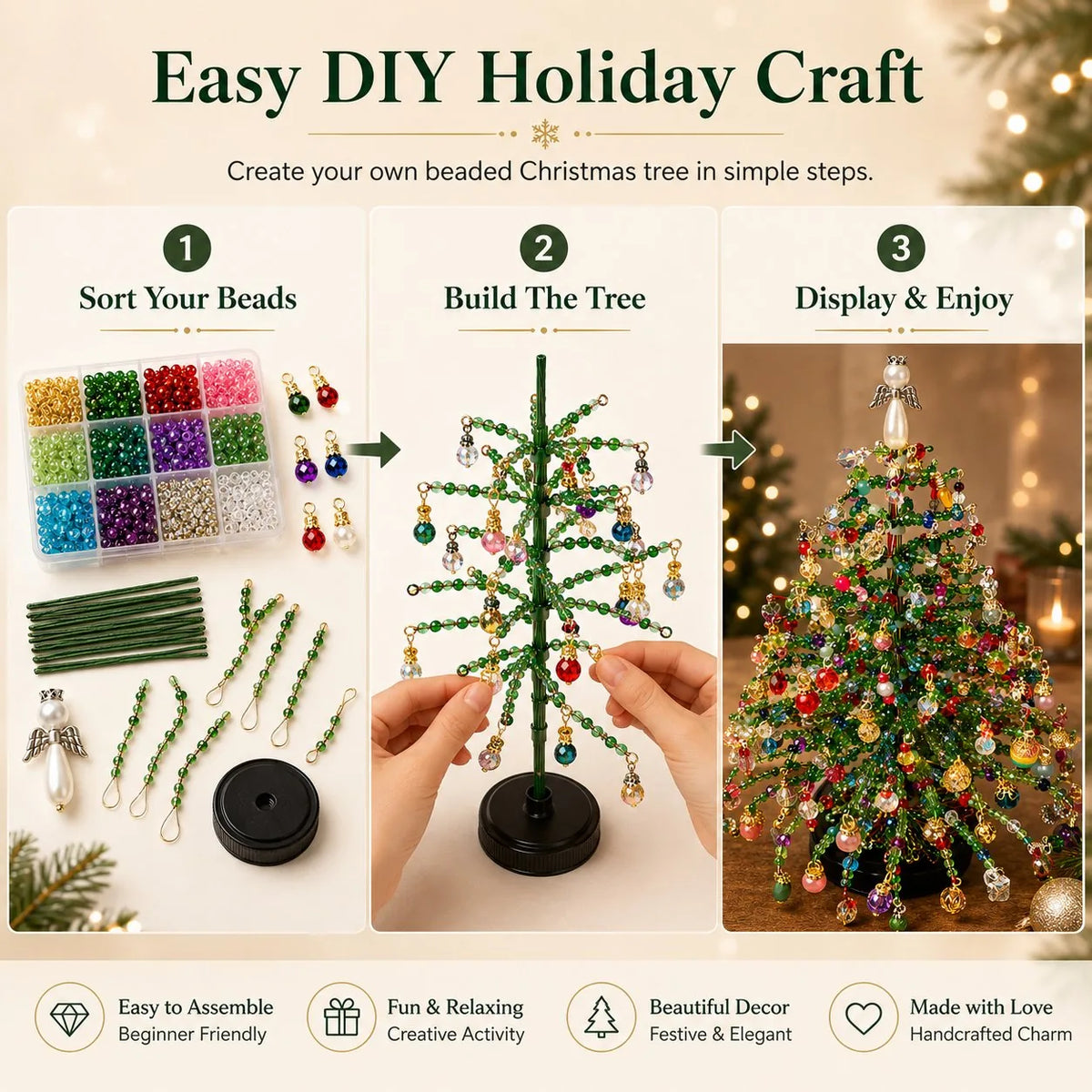 Seasonal Decoration Kit Layered Beadwork Beginner-Friendly Assembly