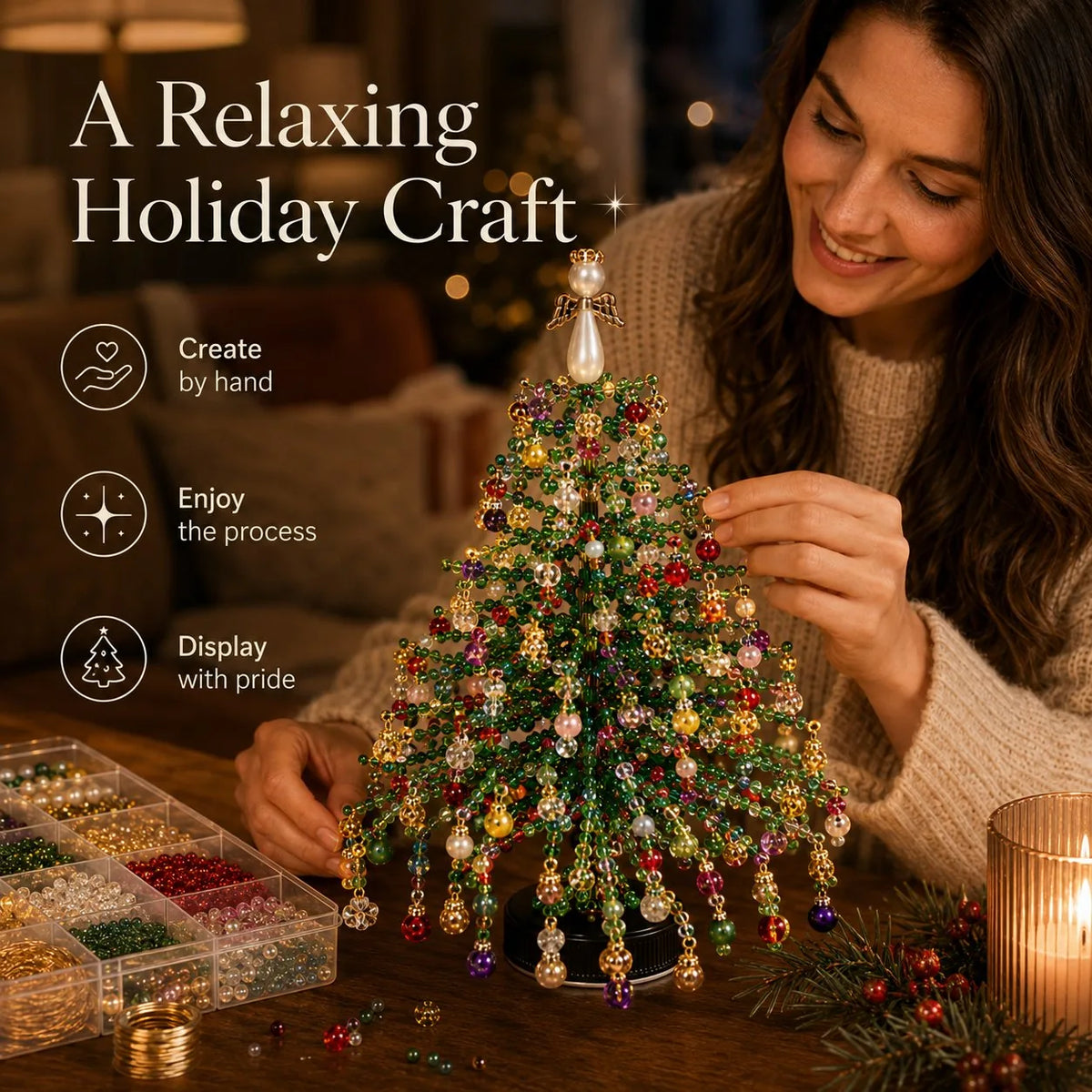 Seasonal Decoration Kit Layered Beadwork Beginner-Friendly Assembly