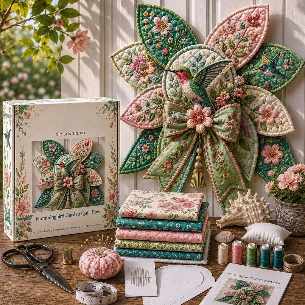 Sewing Kit Quilted Bow Beginner-Friendly With Templates & Supplies
