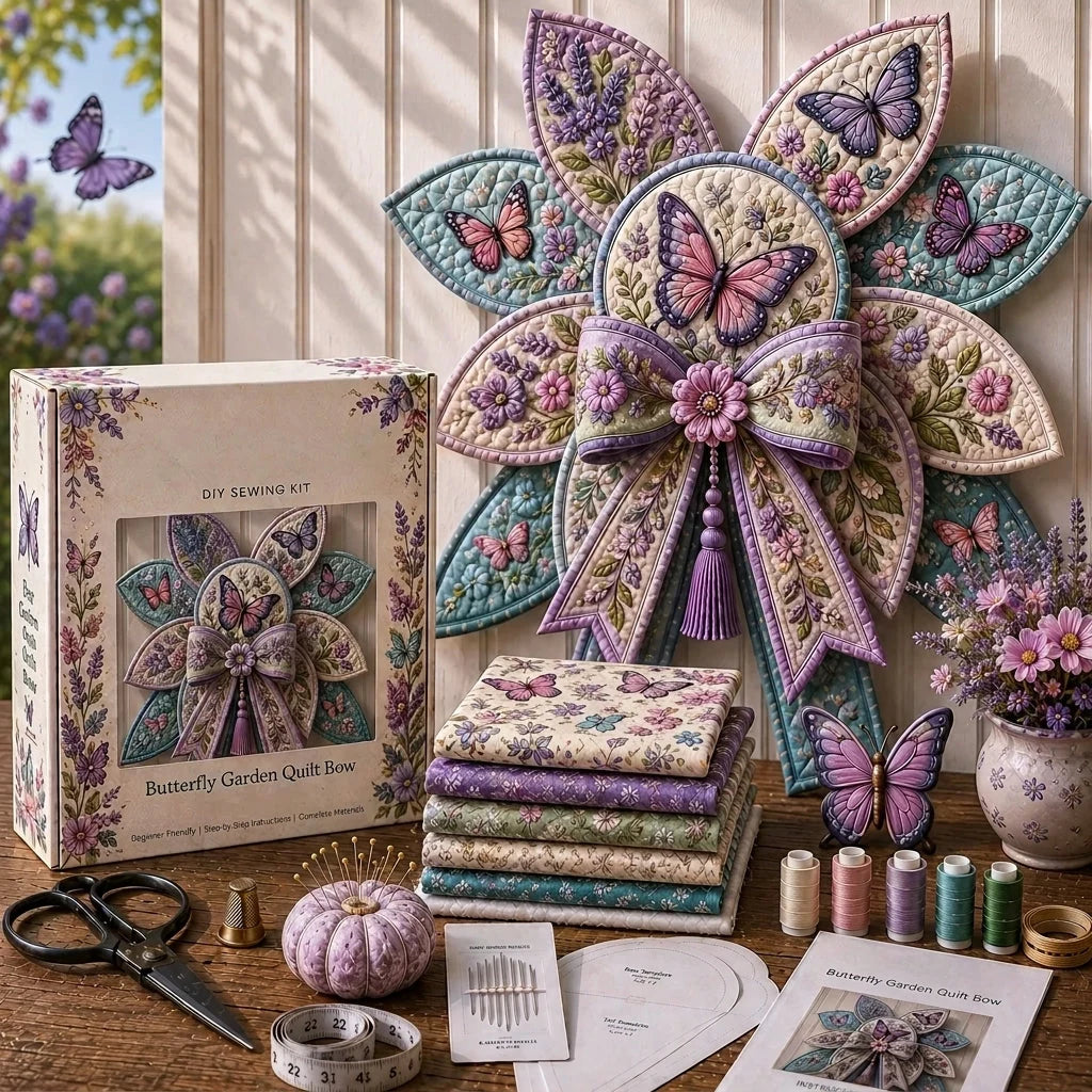 Sewing Kit Quilted Bow Beginner-Friendly With Templates & Supplies