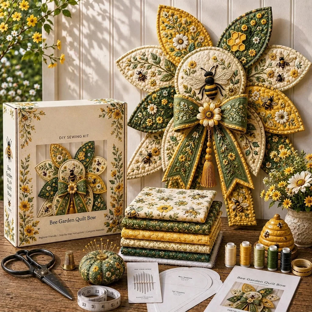 Sewing Kit Quilted Bow Beginner-Friendly With Templates & Supplies