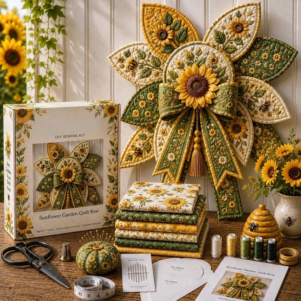 Sewing Kit Quilted Bow Beginner-Friendly With Templates & Supplies
