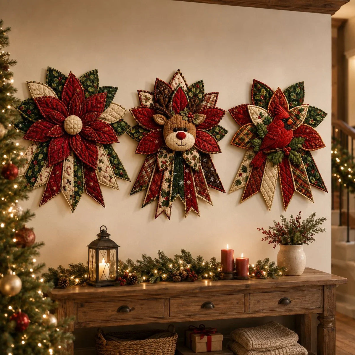 Sewing Kit Quilted Christmas Door Hanging Materials Included 50cm