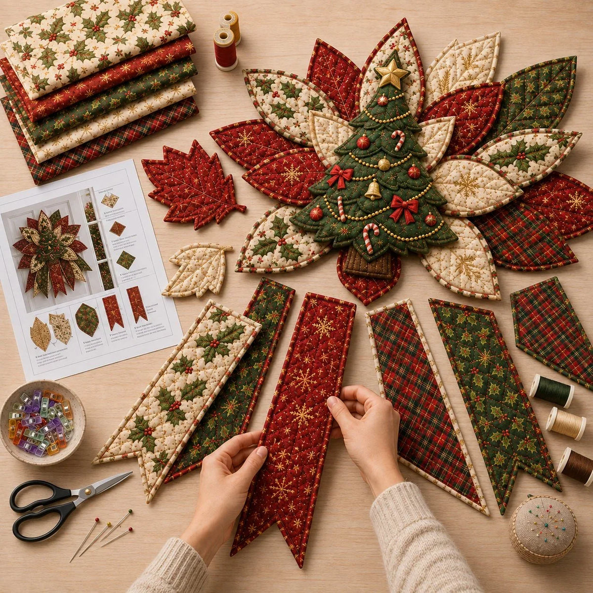 Sewing Kit Quilted Christmas Door Hanging Materials Included 50cm