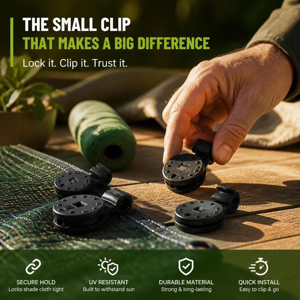Shade Cloth Clips UV-Resistant Locking Grip Reusable