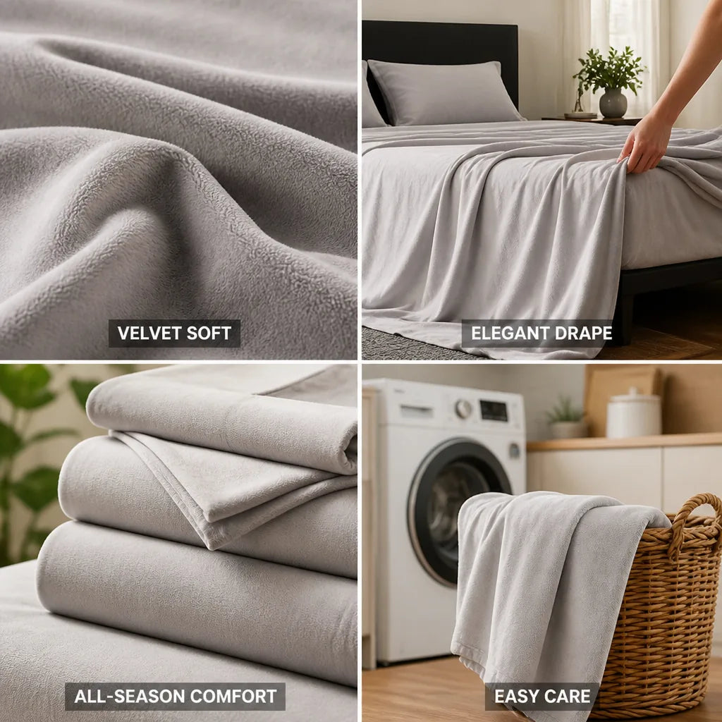 Sheet Set Velvet-Feel Brushed Microfiber Drapey Flat & Pillowcases
