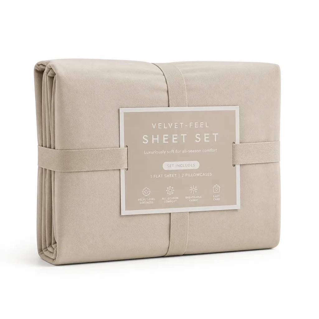 Sheet Set Velvet-Feel Brushed Microfiber Drapey Flat & Pillowcases