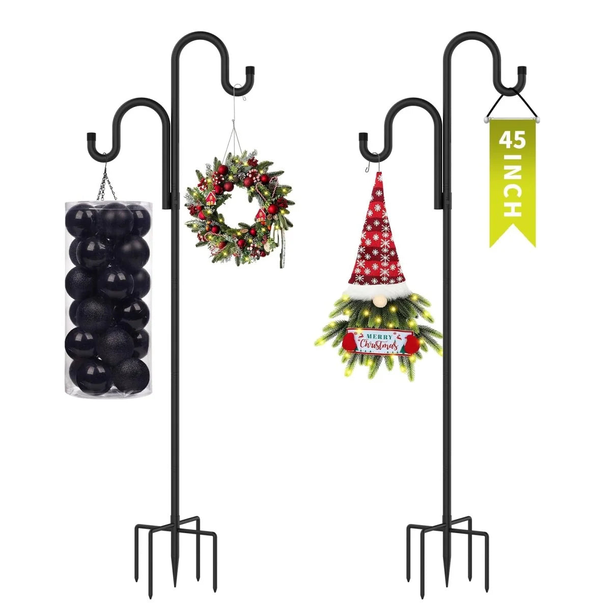 Shepherd's Hook Pole Adjustable Double-Arm Set of 2