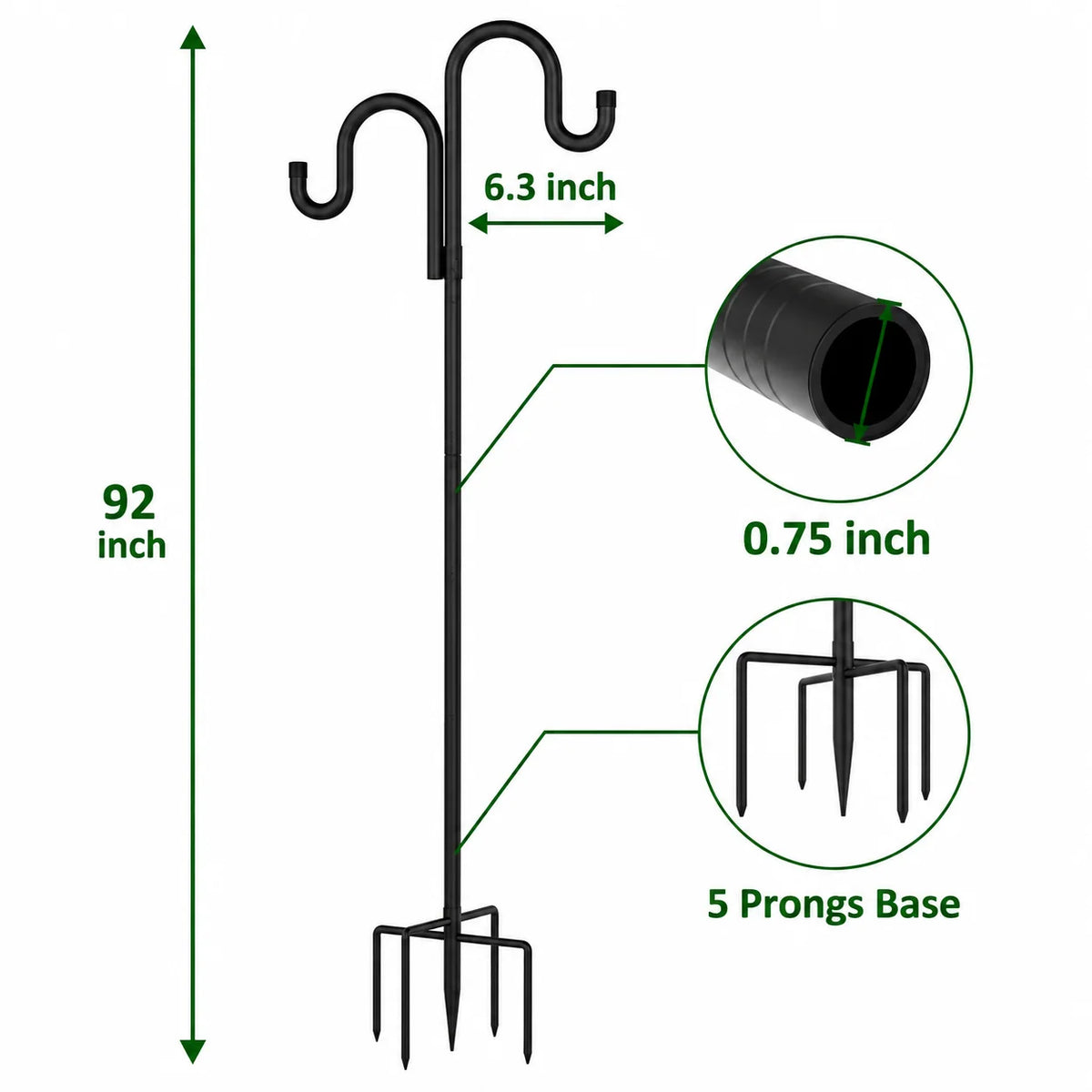 Shepherd's Hook Pole Adjustable Double-Arm Set of 2