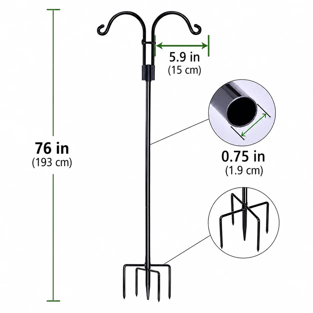 Shepherd's Hook Pole Adjustable Double-Arm Set of 2