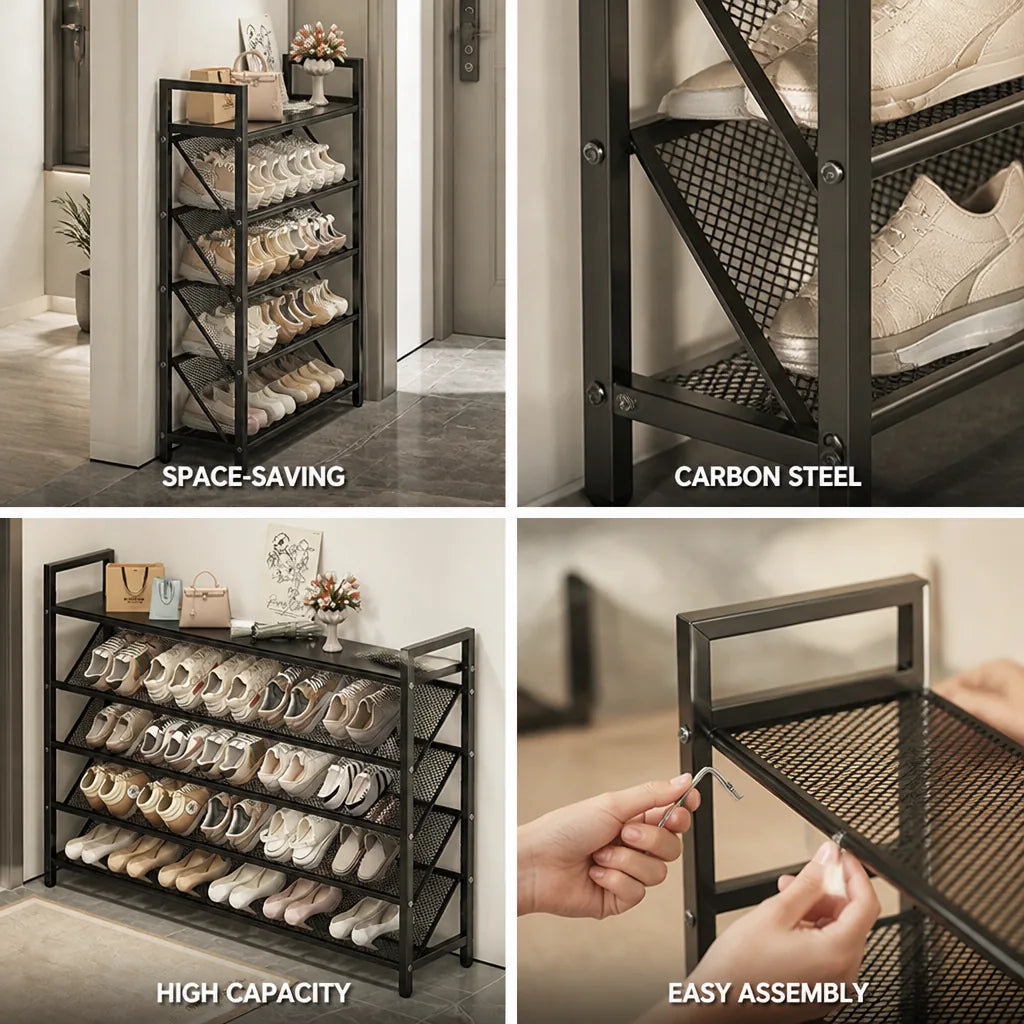 Shoe Rack Carbon Steel Slim Space-Saving