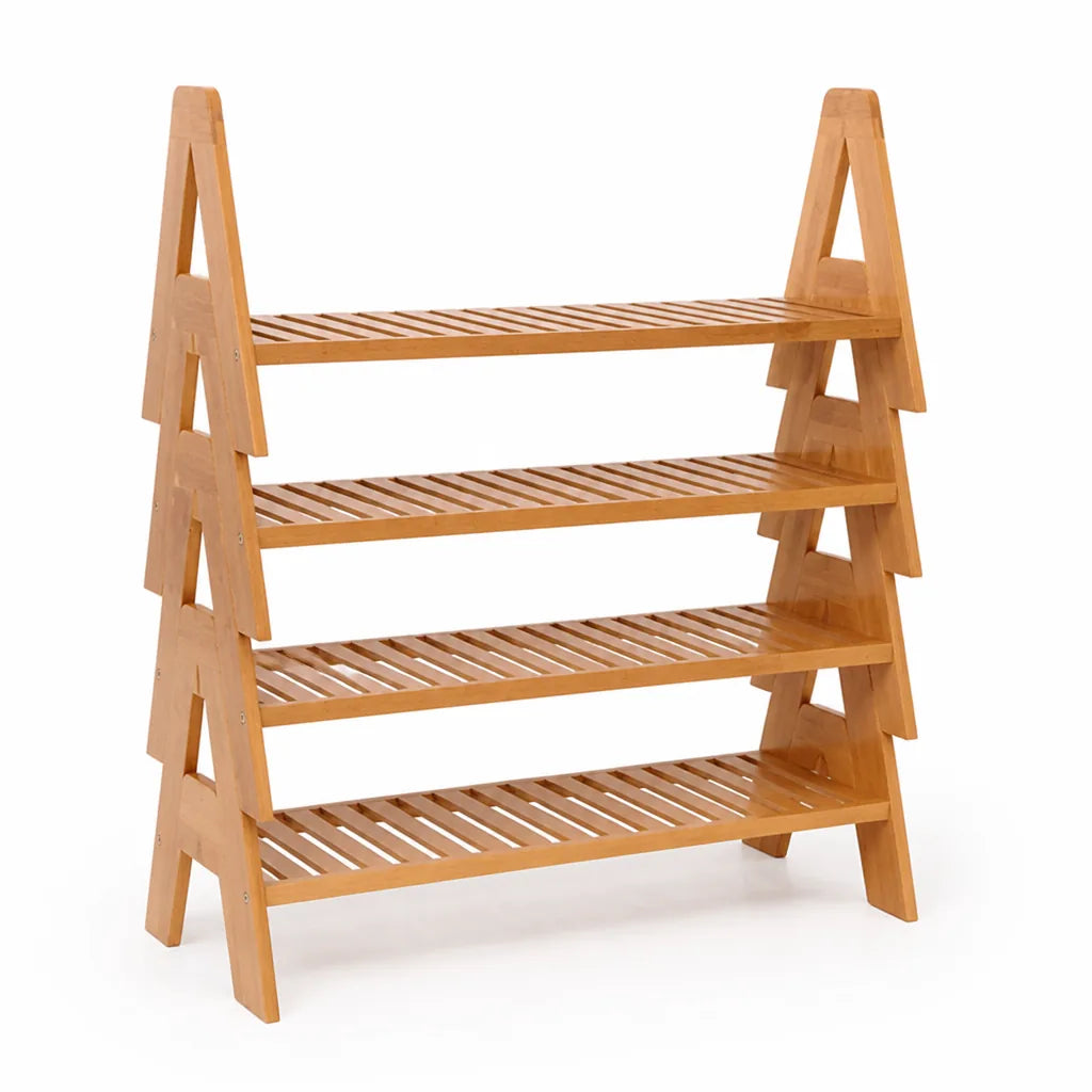Shoe Rack Wooden Slatted Space-Saving Design