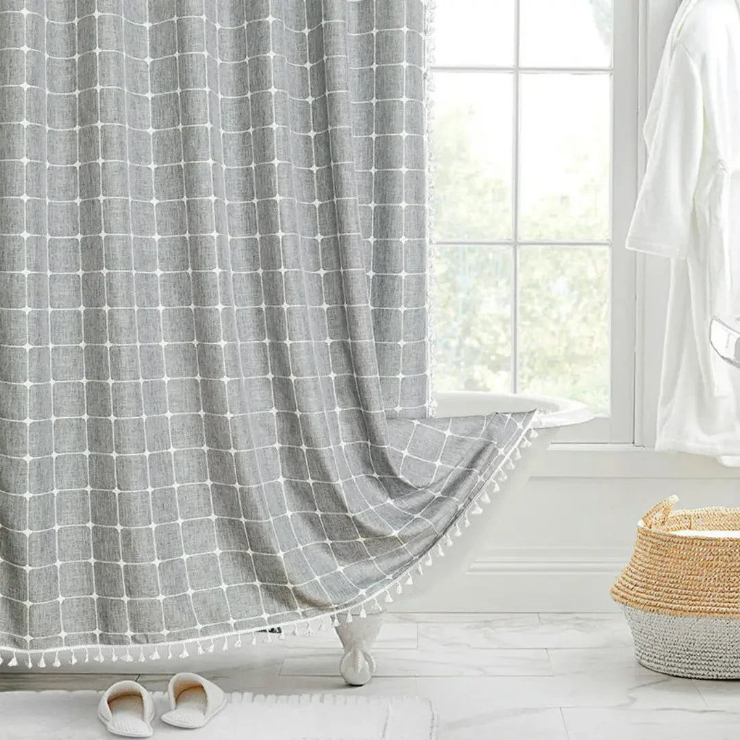 Shower Curtain Linen Jacquard Waterproof Quick-Drying