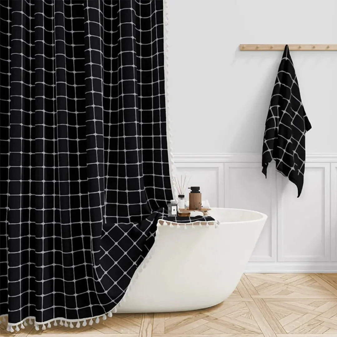 Shower Curtain Linen Jacquard Waterproof Quick-Drying